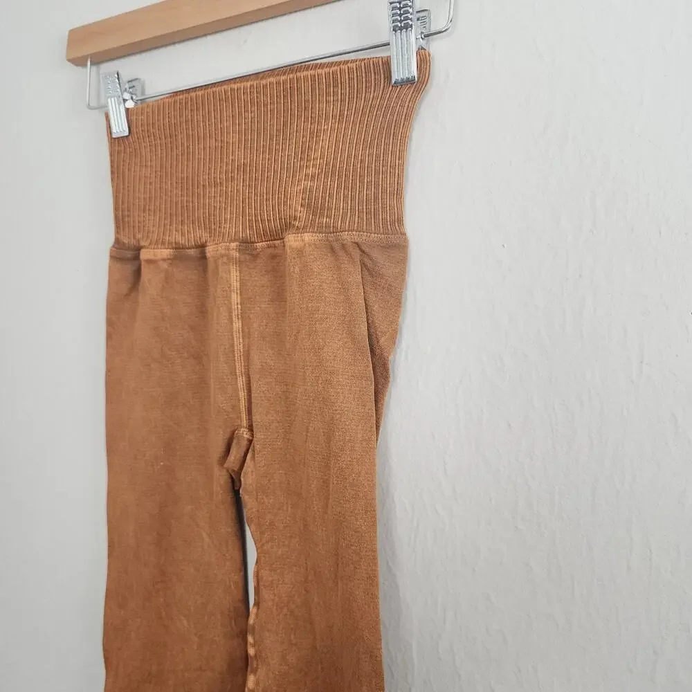 Free People Movement Good Karma Leggings Toasted Coconut Orange XS/S High Rise